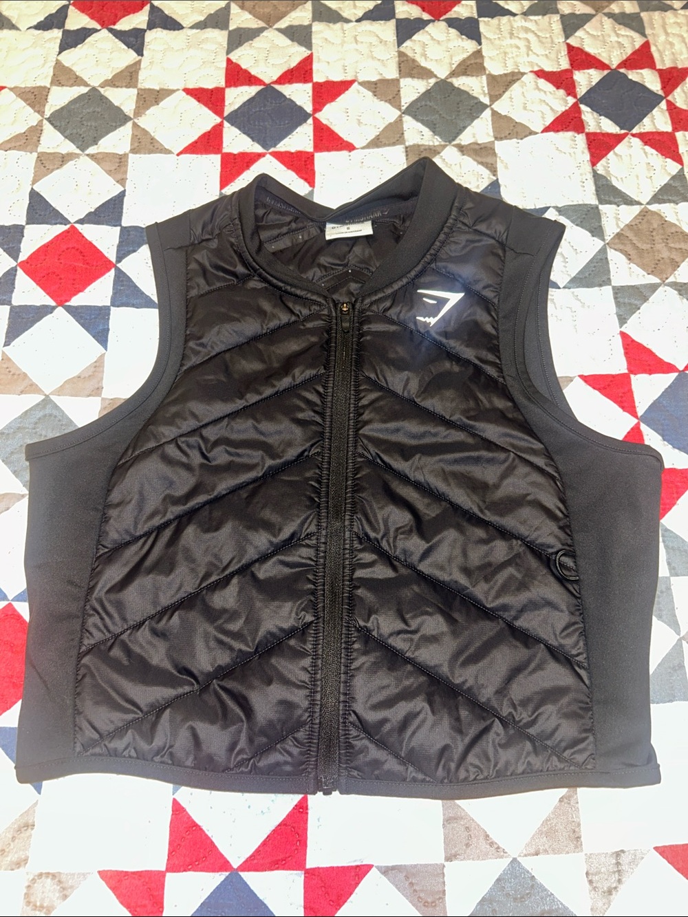 Gymshark Black Quilted Padded Vest with Zip
